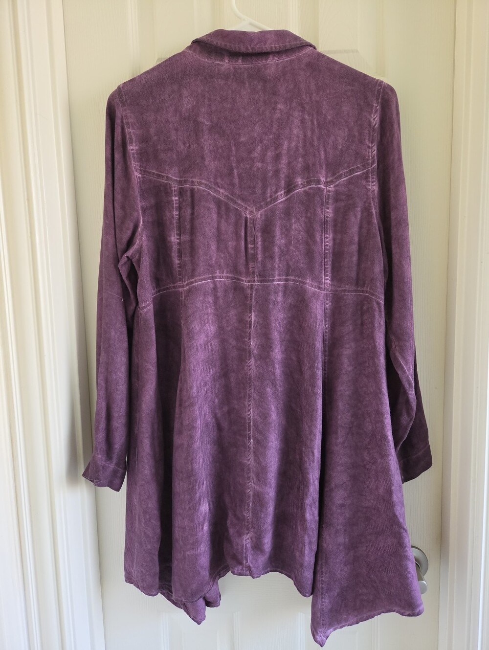 Soft Surroundings Dress Purple Pigment Wash Shirt Dress Pintuck Tunic Boho L - Picture 10 of 10